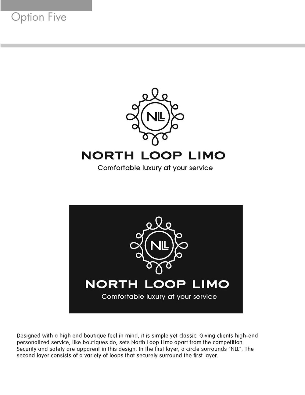 North Loop Limo Black and White Logo Concept