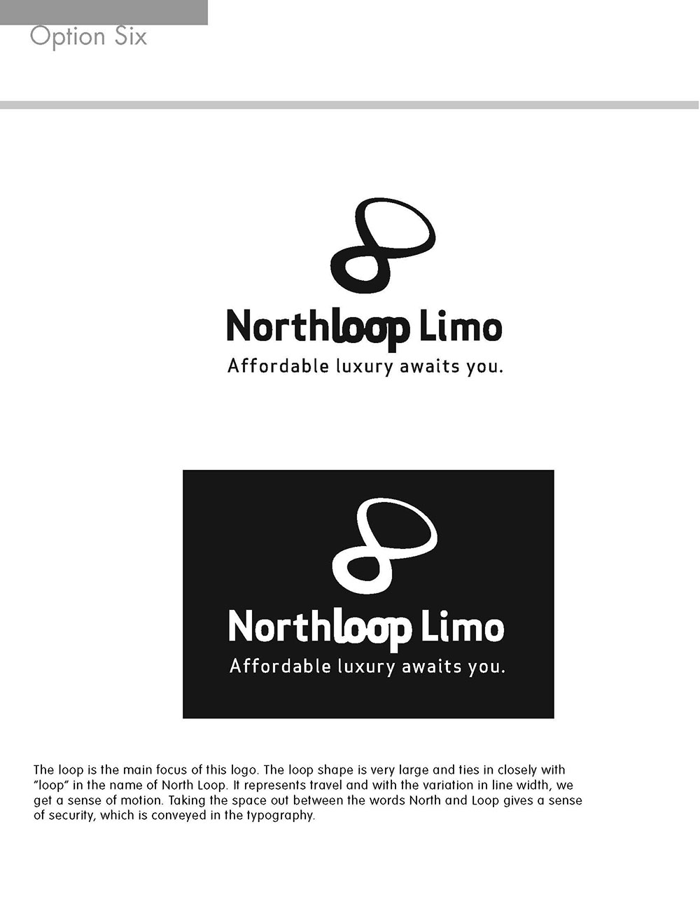 North Loop Limo Black and White Logo Concept